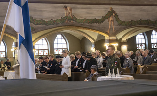 Suomen Lottaperinneliiton juhlajumalanpalvelus Tampereen Tuomiokirkossa lokakuussa 2019. Kuva: Sirkka Ojala.